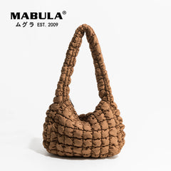 Quilted Down Padded Shoulder Bag Large Capacity Women Tote Handbag