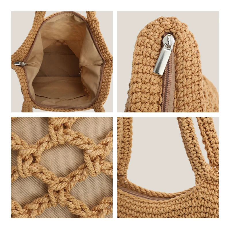 Handwoven Cotton Plaited Casual Tote for Women