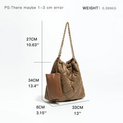 Women's Down Padded Quilted Shoulder Bag - Large Capacity Tote