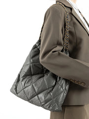 Women's Down Padded Quilted Shoulder Bag - Large Capacity Tote