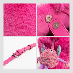 Faux Fur Small Tote Bag With Monster Top Handle Handbag