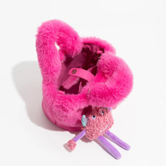 Faux Fur Small Tote Bag With Monster Top Handle Handbag