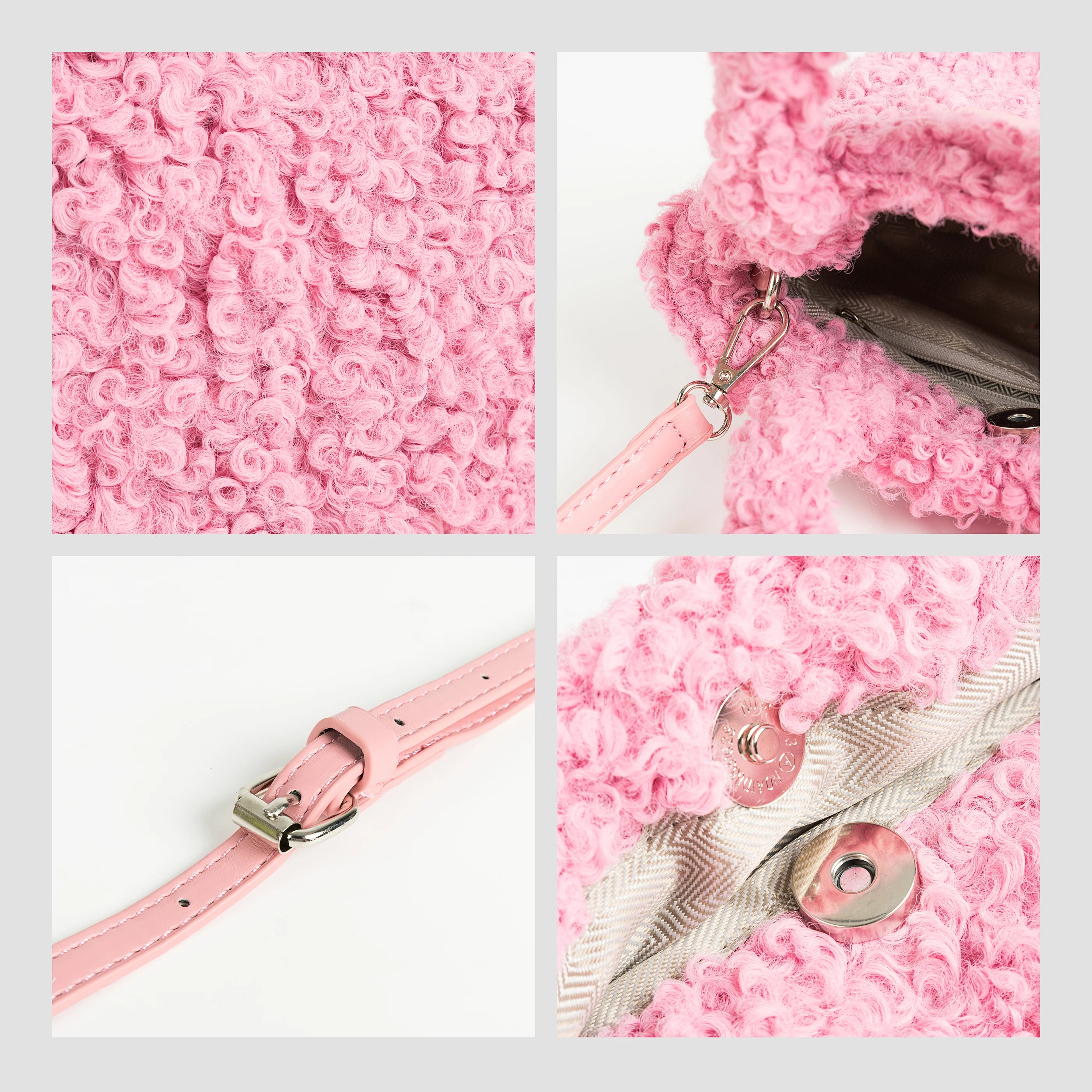 Faux Fur Small Bucket Bag Top Handle Crossbody Purse