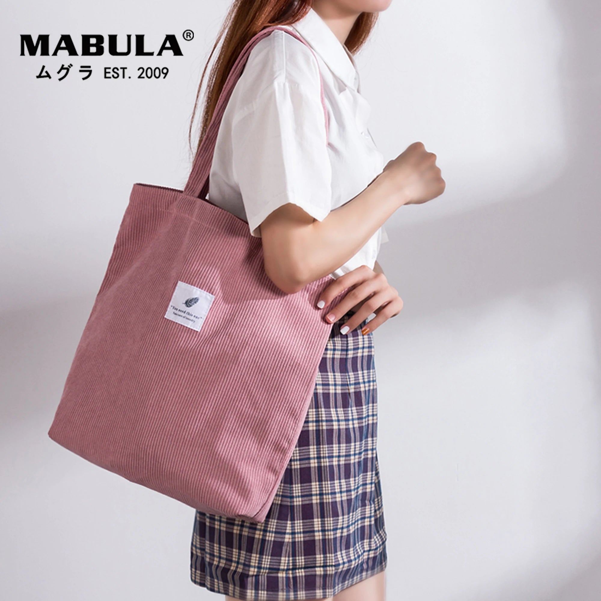 Casual Corduroy Tote Bag Soft Shopping Handbag for Women