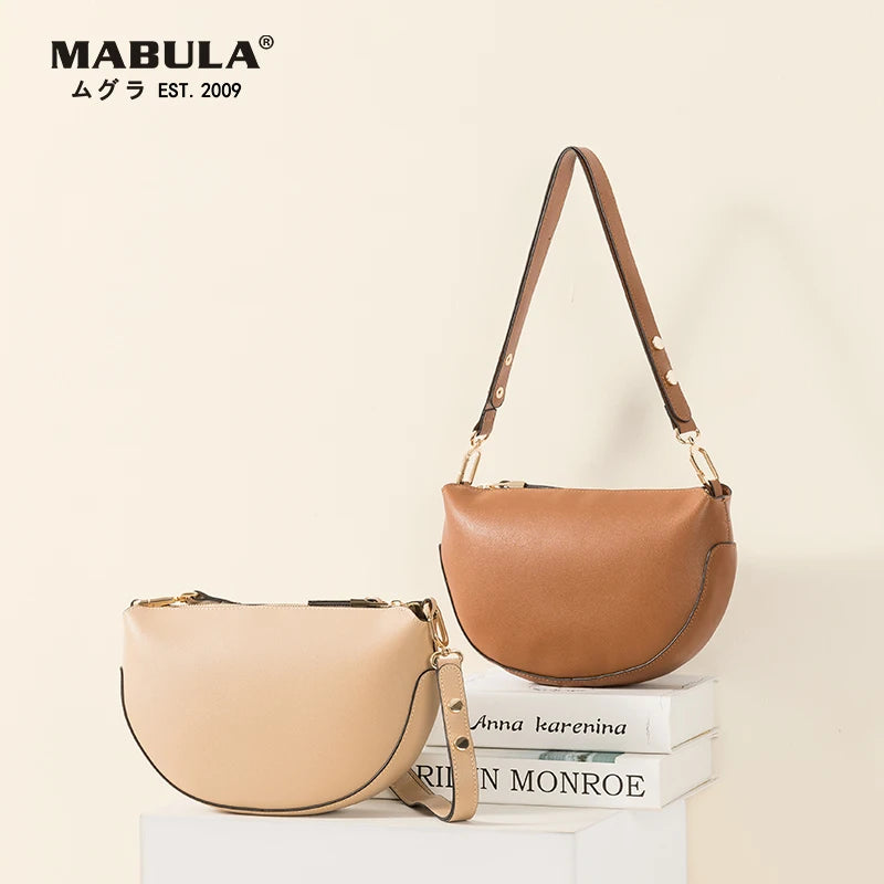 Half Moon Small Tote Bag PU Leather Women Shoulder Purse