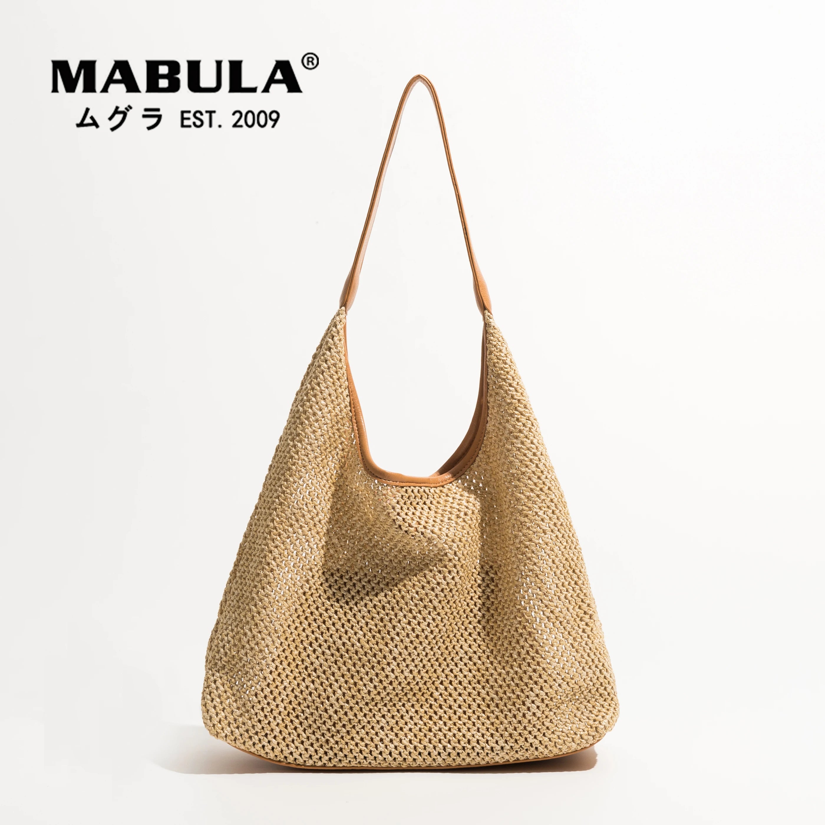 Beach Vacation Women Straw Bags Large Tote Shoulder Bag 2 Pcs Set