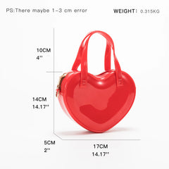 Waterproof Heart Shape PVC Tote Bag Top Handle Handbag