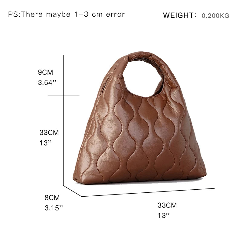 Women Soft Leather Quilted Shoulder Bag - Large Capacity Tote