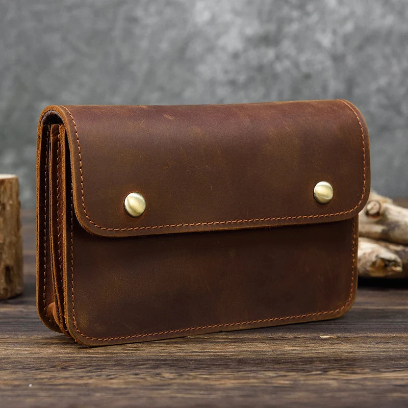 Vintage Leather Clutch Bag Hand Wallet Retro Style Purse Dual Use