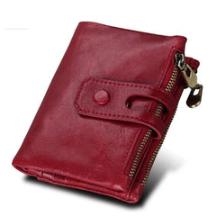 RFID Zipper Purse Hot Leather Wallet Men Women Dual Use Short Purse