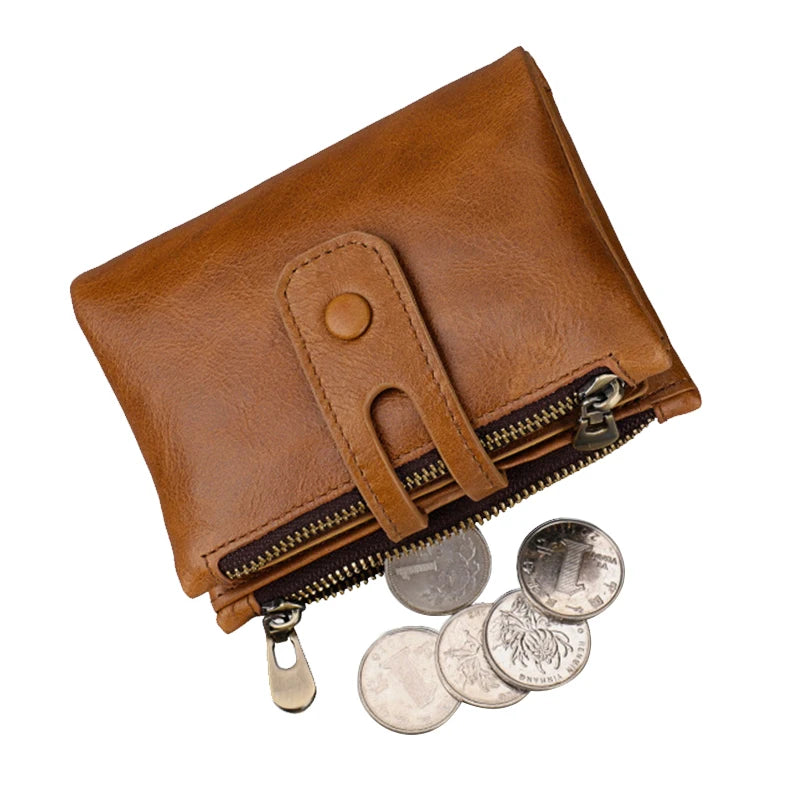 RFID Zipper Purse Hot Leather Wallet Men Women Dual Use Short Purse