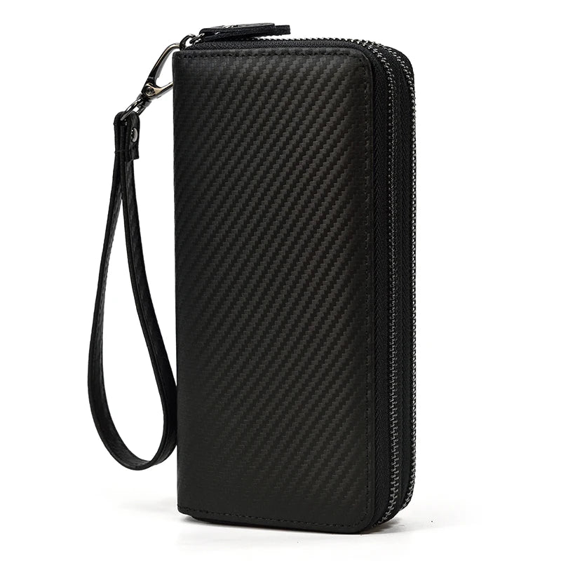 MAHEU Leather Long Purse Clutch Double Zip Wallet Men Women