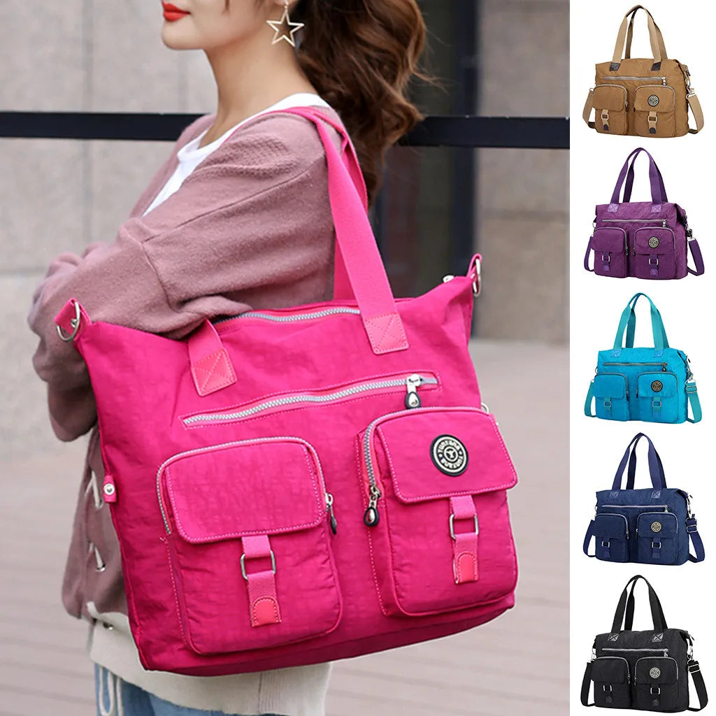 Women's Multi-pockets Shoulder Bag Portable Outdoor Travel Zipper Handbag