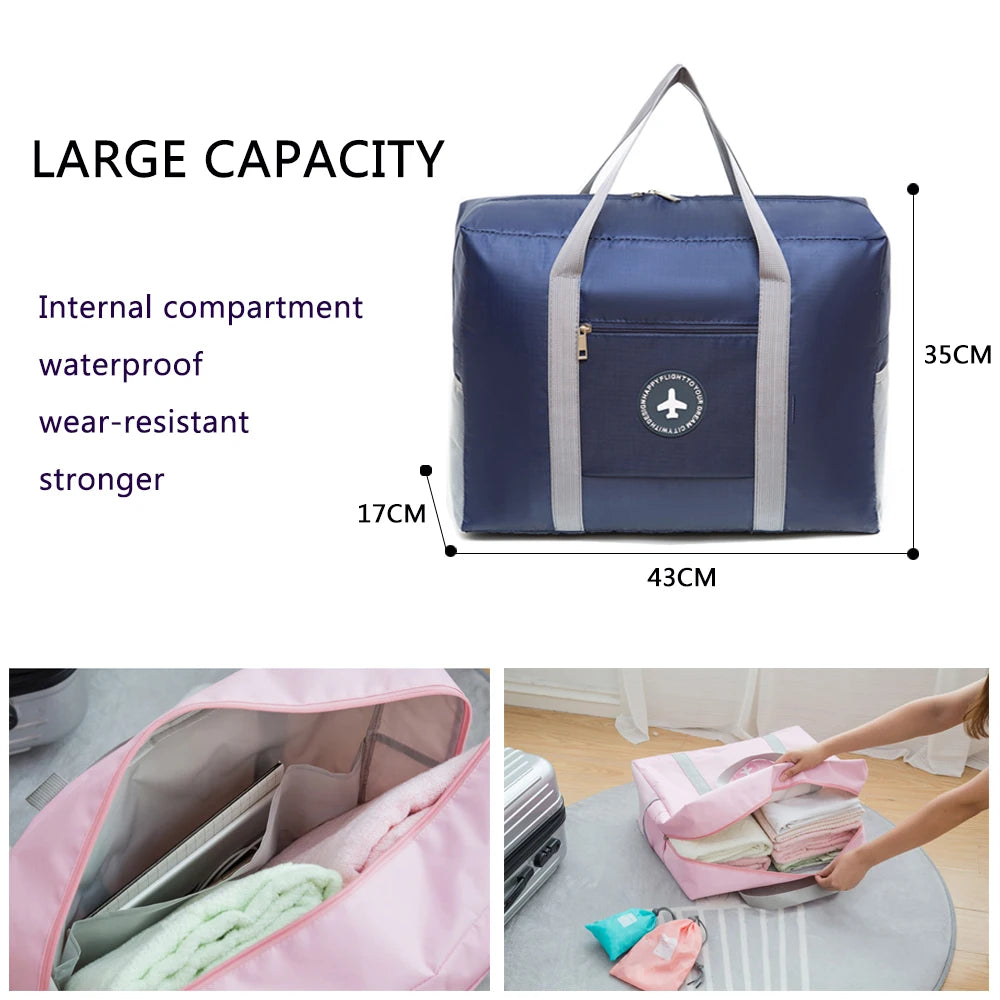 Large Capacity Folding Travel Bags Waterproof Oxford Cloth Carry-On Luggage