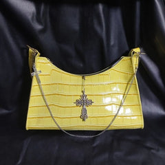 MBTI Crocodile Pattern Crucifix Handbag for Women