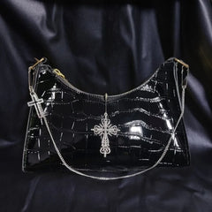 MBTI Crocodile Pattern Crucifix Handbag for Women
