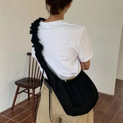 MBTI Pleated Women's Shoulder Bag Solid Large Capacity Purse