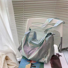 MBTI Nylon Shoulder Bag Large Capacity Gym Handbags Solid Travel