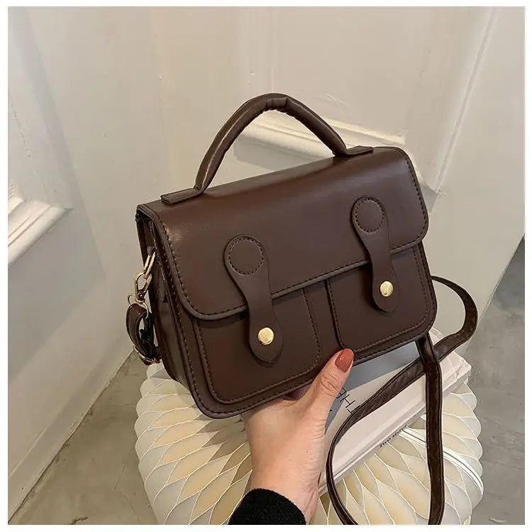 MBTI Vintage Handbag Solid Pu Leather Casual Flap Messenger Bag