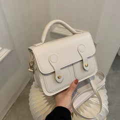 MBTI Vintage Handbag Solid Pu Leather Casual Flap Messenger Bag