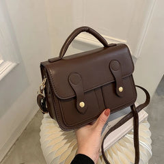 MBTI Vintage Handbag Solid Pu Leather Casual Flap Messenger Bag