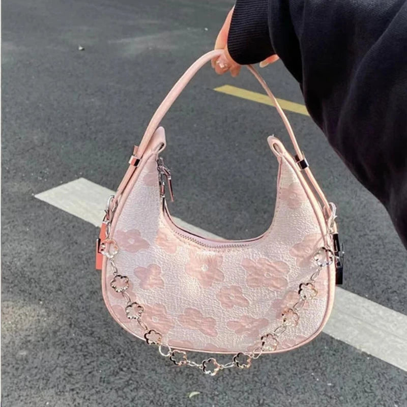MBTI Womens Floral Handbag Pink Spring and Summer Casual Purse