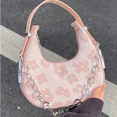 MBTI Womens Floral Handbag Pink Spring and Summer Casual Purse