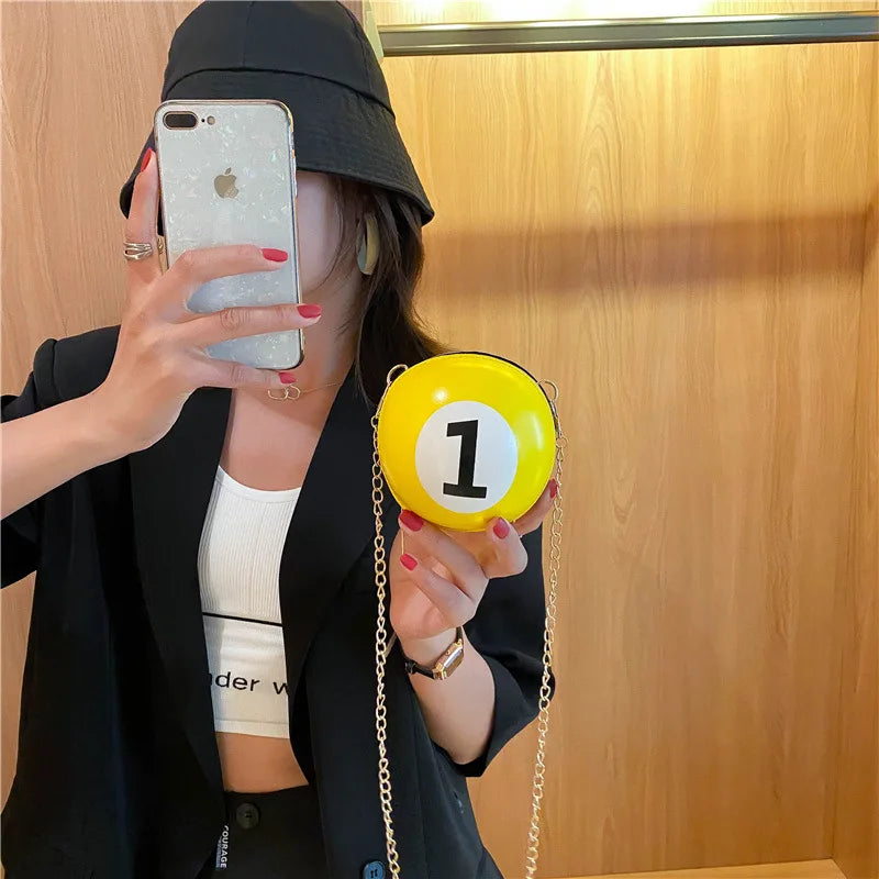 MINI Circular Billiards Chains Zipper Shoulder Bags