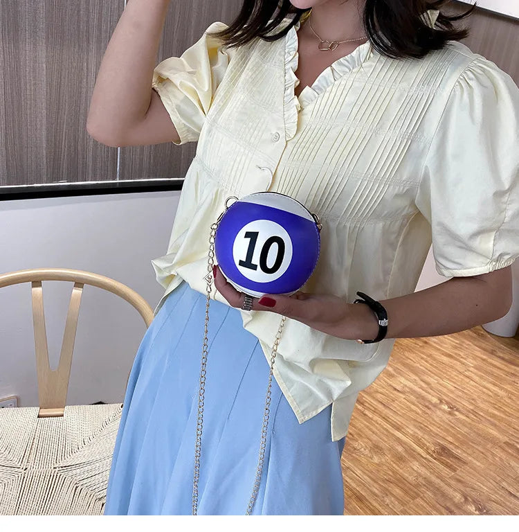 MINI Circular Billiards Chains Zipper Shoulder Bags