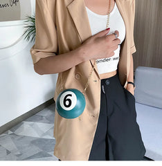 MINI Circular Billiards Chains Zipper Shoulder Bags