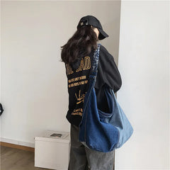 Casual Denim Shoulder Bag Female Large Capacity Crossbody Bags Canvas Handbag