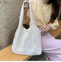 Floral Lace Canvas Shopper Tote Bag Shoulder Bags Large Capacity