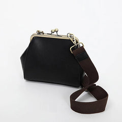 Vintage Women Bags Female Retro Shoulder Handbag Kiss Lock PU Leather Clip Bag