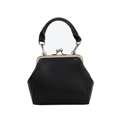 Vintage Women Bags Female Retro Shoulder Handbag Kiss Lock PU Leather Clip Bag