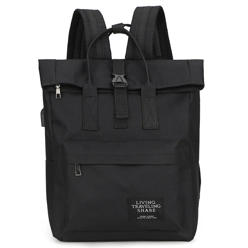Canvas Laptop Backpack with USB Charging Port for Women