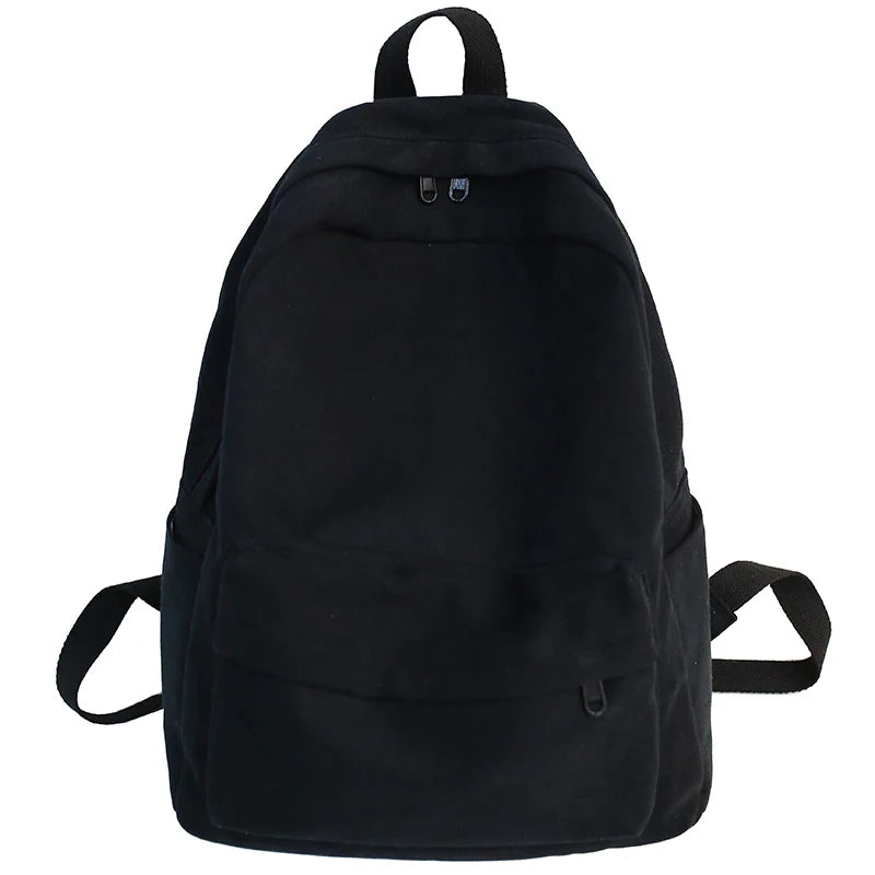 Large Capacity School Backpack Solid Cotton Canvas Schoolbag Teenage Girl Bookba