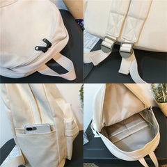 Large Capacity School Backpack Solid Cotton Canvas Schoolbag Teenage Girl Bookba