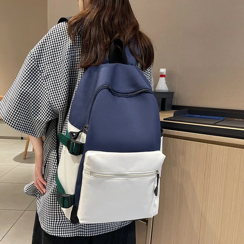 Panelled Oxford Waterproof School Bags Preppy Style Unisex Backpack