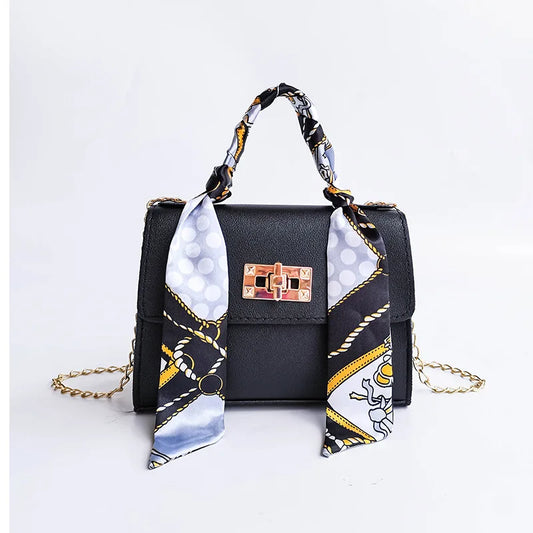 Small Shoulder Bag with Silk Scarf Crossbody Clutch Wallet Purse