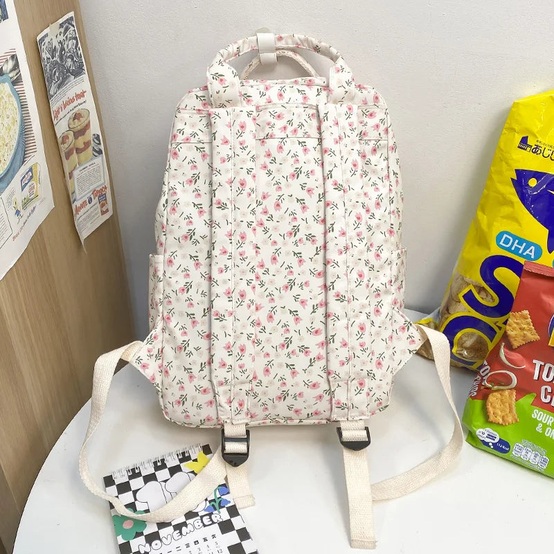 Spring Tulips Floral School Backpack Large Capacity