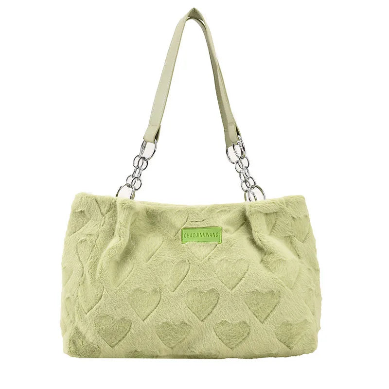 Winter Spring Plush Women Shoulder Bag Solid Soft Fluffy Fur Messenger Bags