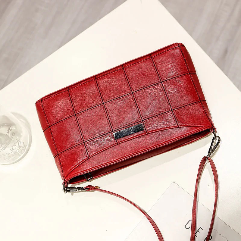 Women Splicing Block Small Square Bag PU Leather Casual Shoulder Bags