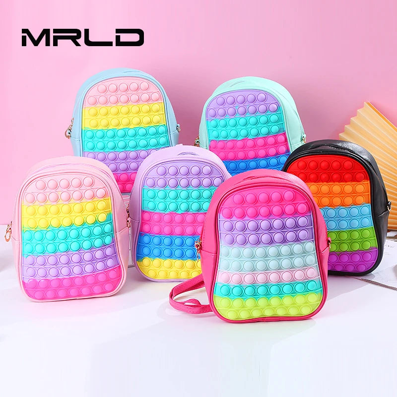 Children's Shoulder Bags Rainbow Schoolbag Girls' Kindergarten Backpack