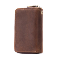 Crazy Horse Style Leather Key Holder Zipper Case