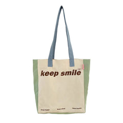 Macaron Patchwork Canvas Eco Shopping Bag for Women