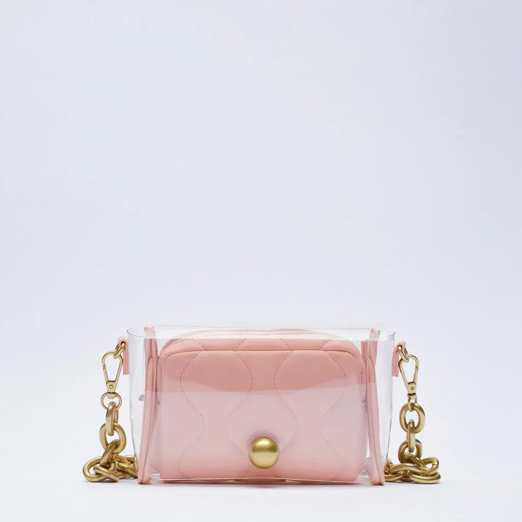 Macaron Chain Shoulder Bag Transparent Female Bag Small Fresh Lady Bag