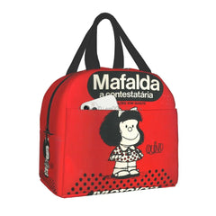 Mafalda Insulated Lunch Bag Quino Comic Manga Cooler Thermal Bento Box Kids Scho