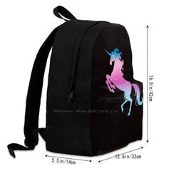 3D Print Unicorn Girl Backpack Magical Rainbow Glitter Stars Night