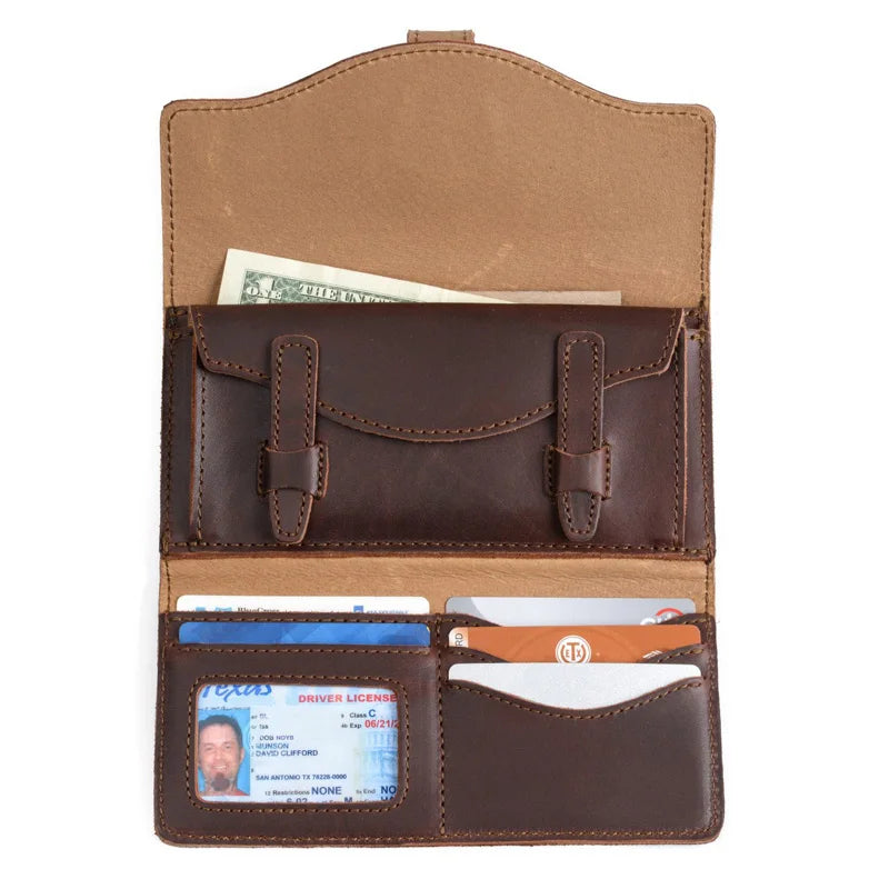 RFID Blocking Leather Wallet for Women Big Travel Buckle Purse