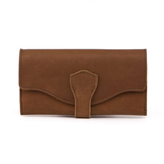 RFID Blocking Leather Wallet for Women Big Travel Buckle Purse